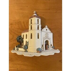 Vintage Burwood Products Spanish Mission Church Wall Hanging Plaque Made in USA